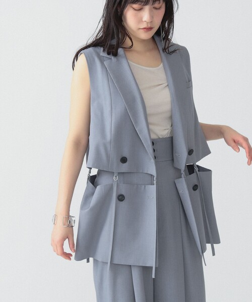 Ray BEAMS(レイビームス)の「RBS / ベルテッド 2way ジレ(ベスト・レディース・ブラック/シルバー・1/0)」の9枚目の写真