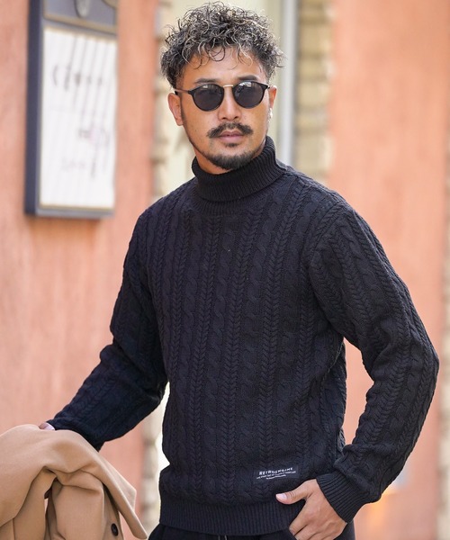 RTEG23ケーブルタートルニット(ニット/セーター)|adamsJUGGLER(アダムスジャグラー) RTEG23ケーブルタートルニット(ニット/セーター)|adamsJUGGLER(アダムスジャグラー)