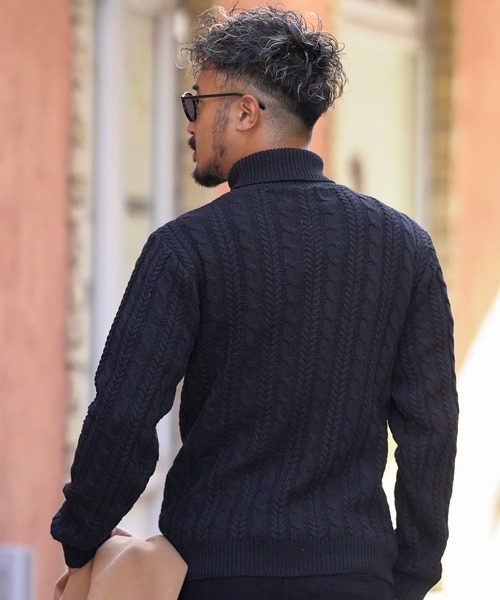 RTEG23ケーブルタートルニット(ニット/セーター)|adamsJUGGLER(アダムスジャグラー) RTEG23ケーブルタートルニット(ニット/セーター)|adamsJUGGLER(アダムスジャグラー)