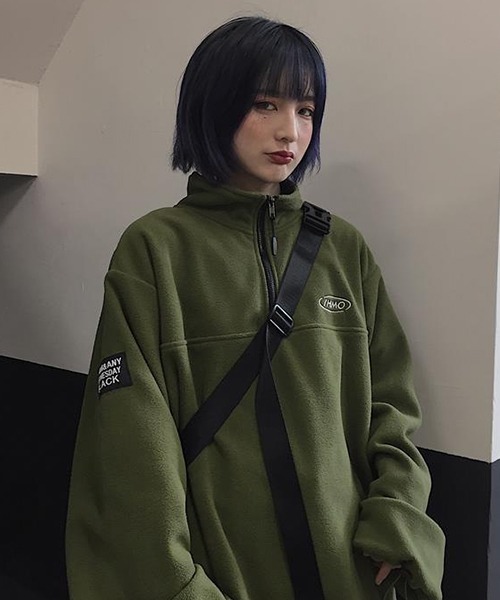 c.u.l（シーユーエル）の「フリース ハーフジップトップス culw595（その他トップス・レディース・ブラック/グリーン・XL/L/M）」の2枚目の写真