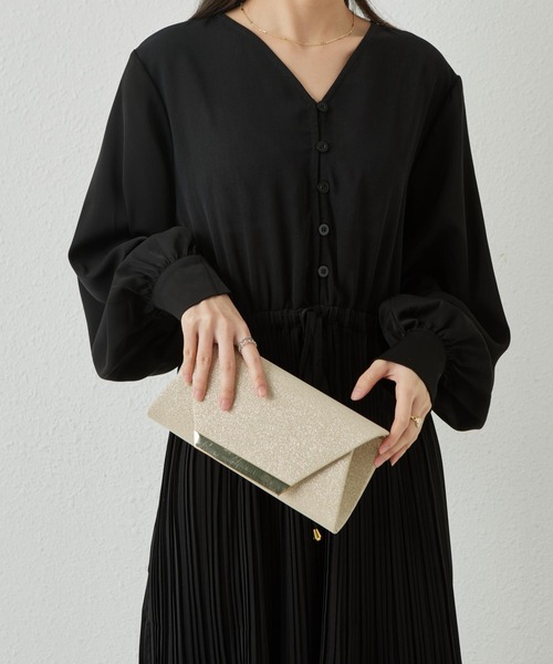 LA VORAGINE(ラ ヴォラジネ)の「2WAY ラメ入り結婚式パーティークラッチバッグ 入学式 卒業式 成人式 セレモニー ショルダーバッグ(クラッチバッグ・レディース・ブラック/ゴールド/シルバー・FREE)」の8枚目の写真