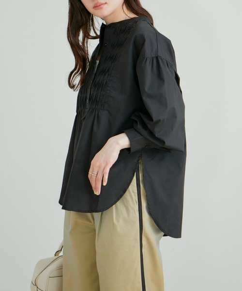 VIS(ビス)の「【洗える】フロントタックデザインブラウス(シャツ/ブラウス・レディース・ブラック/オフホワイト/サックスブルー/ピンク・FREE)」の1枚目の写真