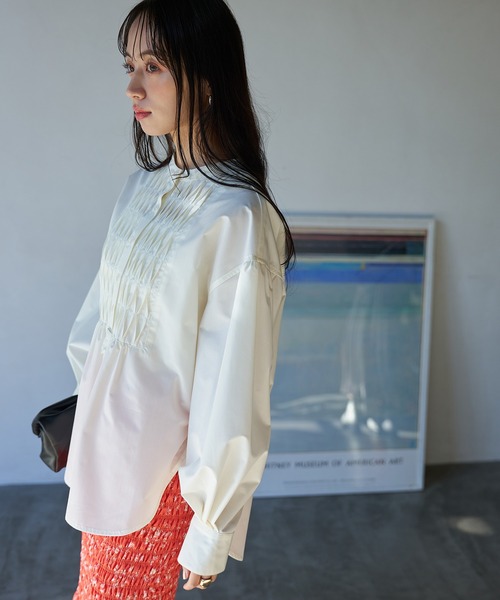 VIS(ビス)の「【洗える】フロントタックデザインブラウス(シャツ/ブラウス・レディース・ブラック/オフホワイト/サックスブルー/ピンク・FREE)」の12枚目の写真