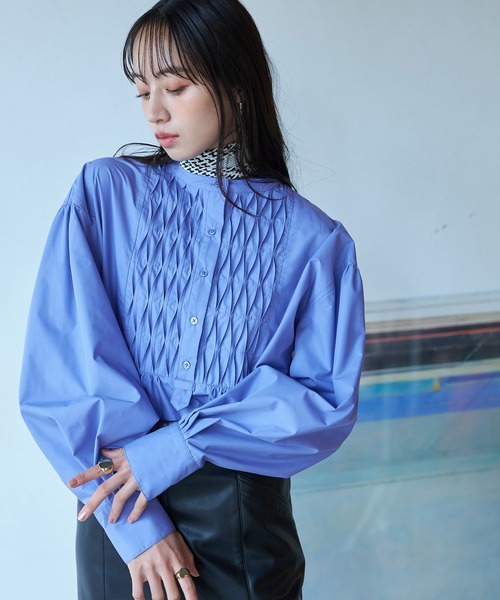 VIS(ビス)の「【洗える】フロントタックデザインブラウス(シャツ/ブラウス・レディース・ブラック/オフホワイト/サックスブルー/ピンク・FREE)」の13枚目の写真