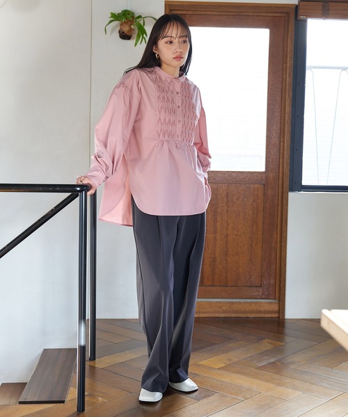 VIS(ビス)の「【洗える】フロントタックデザインブラウス(シャツ/ブラウス・レディース・ブラック/オフホワイト/サックスブルー/ピンク・FREE)」の10枚目の写真