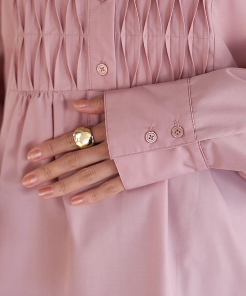 VIS(ビス)の「【洗える】フロントタックデザインブラウス(シャツ/ブラウス・レディース・ブラック/オフホワイト/サックスブルー/ピンク・FREE)」の11枚目の写真