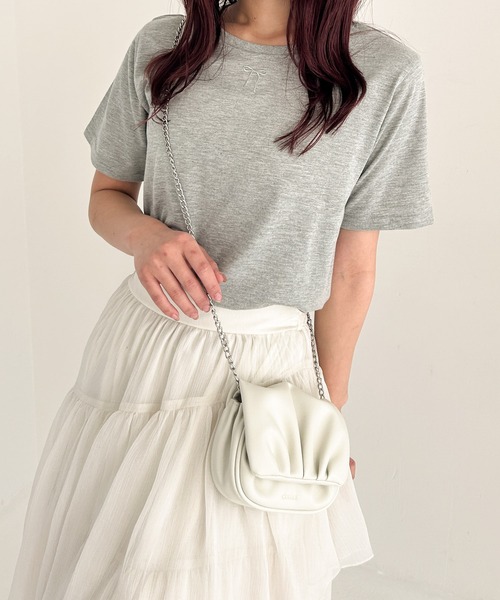 Heather（ヘザー）の「ギャザーミニショルダー　102456（ショルダーバッグ・レディース・アイボリー/ブラック・ONE SIZE）」の7枚目の写真