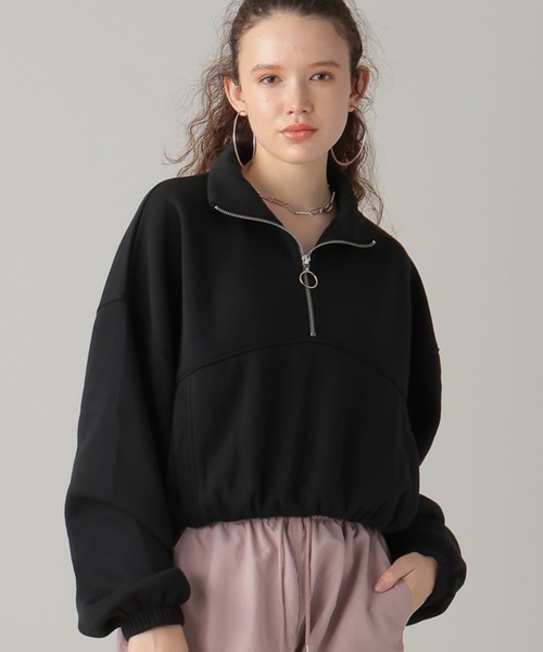 FOREVER 21(フォーエバー トゥエンティーワン)の「ハーフジップ裏毛プルオーバー(スウェット・レディース・グレー/ブラック・SMALL/MEDIUM)」の2枚目の写真