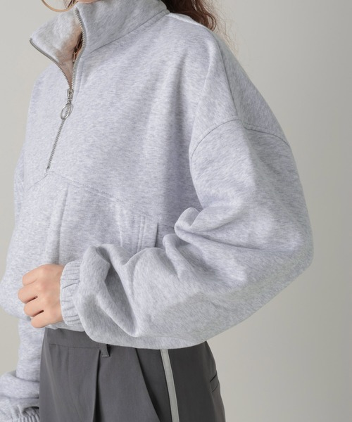 FOREVER 21(フォーエバー トゥエンティーワン)の「ハーフジップ裏毛プルオーバー(スウェット・レディース・グレー/ブラック・SMALL/MEDIUM)」の15枚目の写真