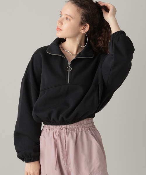 FOREVER 21(フォーエバー トゥエンティーワン)の「ハーフジップ裏毛プルオーバー(スウェット・レディース・グレー/ブラック・SMALL/MEDIUM)」の9枚目の写真