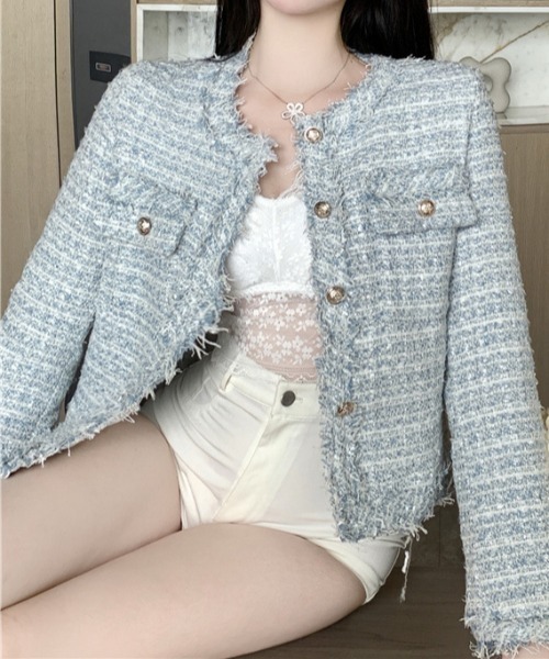 未使用IENA ノーカラーツイード　ジャケット ノーカラーツイードジャケット（ノーカラージャケット）｜ENLIKE