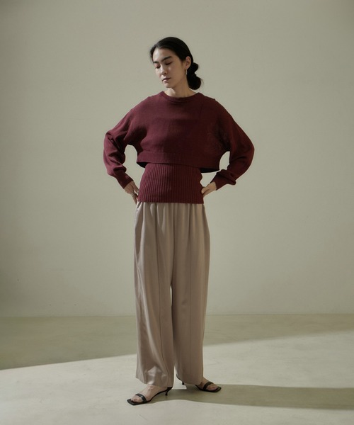 SALON adam et rope'（サロン アダム エ ロペ）の「リブチューブトップ（チューブトップ・レディース・ブラック/ワイン/ホワイト・FREE）」の6枚目の写真