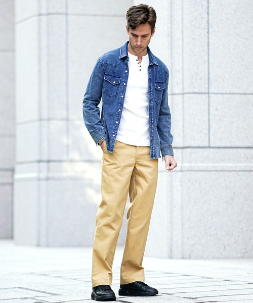 JOKER（ジョーカー）の「ヘビーツイルハーフシャーリングワイドバギーパンツ メンズ カラーチノパンツ シェフパンツ ルーズシルエット 春服（チノパンツ・メンズ・グリーン/ベージュ/オレンジ/ブラック・LL/M/L）」の20枚目の写真