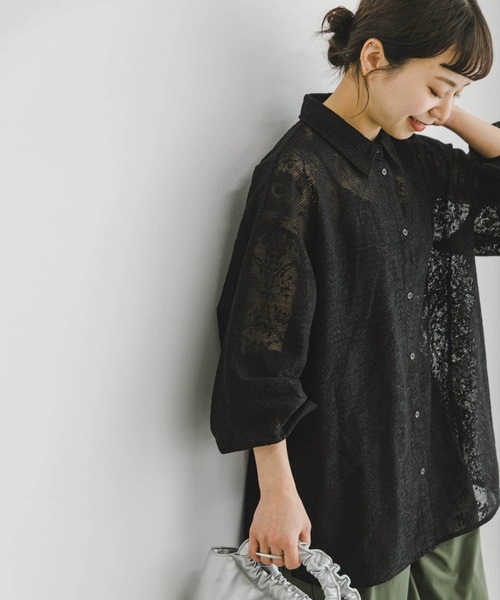 ITEMS URBANRESEARCH(アイテムズ アーバンリサーチ)の「レースビッグシャツ(シャツ/ブラウス・レディース・オフホワイト/ブラック・FREE)」の8枚目の写真