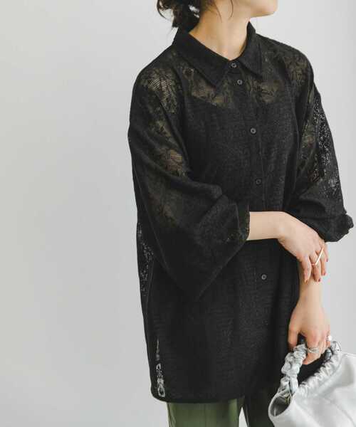ITEMS URBANRESEARCH(アイテムズ アーバンリサーチ)の「レースビッグシャツ(シャツ/ブラウス・レディース・オフホワイト/ブラック・FREE)」の9枚目の写真