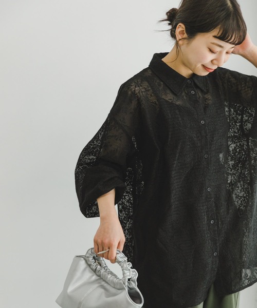 ITEMS URBANRESEARCH(アイテムズ アーバンリサーチ)の「レースビッグシャツ(シャツ/ブラウス・レディース・オフホワイト/ブラック・FREE)」の11枚目の写真