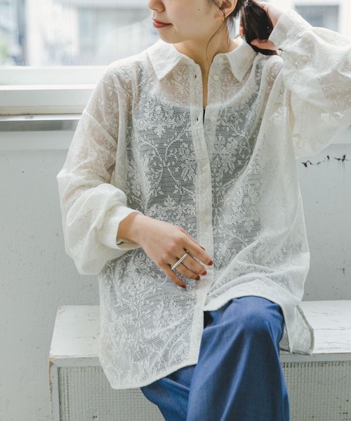 ITEMS URBANRESEARCH(アイテムズ アーバンリサーチ)の「レースビッグシャツ(シャツ/ブラウス・レディース・オフホワイト/ブラック・FREE)」の16枚目の写真