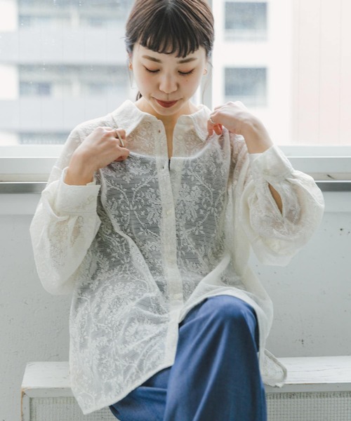 ITEMS URBANRESEARCH(アイテムズ アーバンリサーチ)の「レースビッグシャツ(シャツ/ブラウス・レディース・オフホワイト/ブラック・FREE)」の17枚目の写真