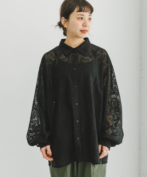 ITEMS URBANRESEARCH(アイテムズ アーバンリサーチ)の「レースビッグシャツ(シャツ/ブラウス・レディース・オフホワイト/ブラック・FREE)」の22枚目の写真
