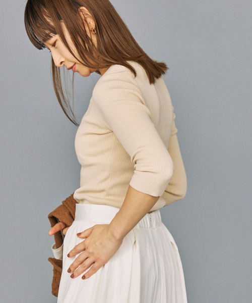 ハーフスリーブハイゲージニットジャケット BABYLONE（バビロン）の「[OT]2WAYハイゲージハーフスリーブプル