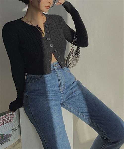 FREE STYLISTS(フリー スタイリスト)の「ケーブル編みニットカーディガン(カーディガン/ボレロ・レディース・ブラック/ブルー/パープル/ホワイト/ピンク/グリーン・FREE)」の20枚目の写真