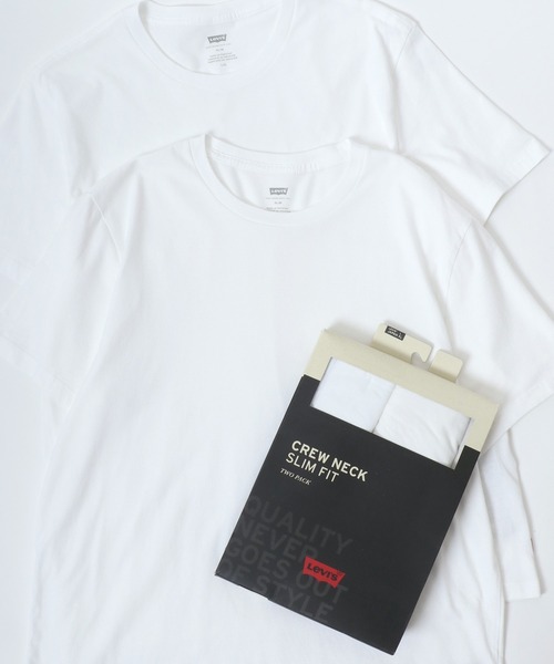 Levi's（リーバイス）の「Levi's/リーバイス 2P CREW NECK SLIM FIT クルーネック 無地 半袖 パックTシャツ 2枚セット（Tシャツ/カットソー・メンズ・ブラック/ホワイト・M/S/XL/L）」の2枚目の写真