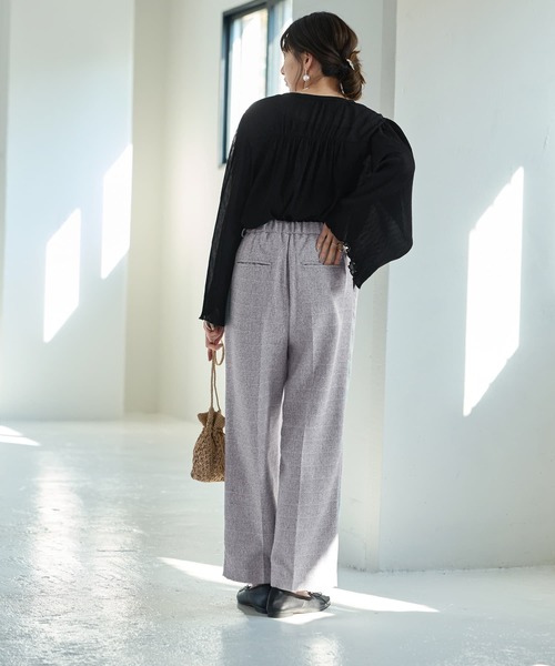STYLE DELI(スタイルデリ)の「ライトツイードワイドパンツ(スラックス・レディース・ピンク系その他/グレー系その他・M/S)」の6枚目の写真