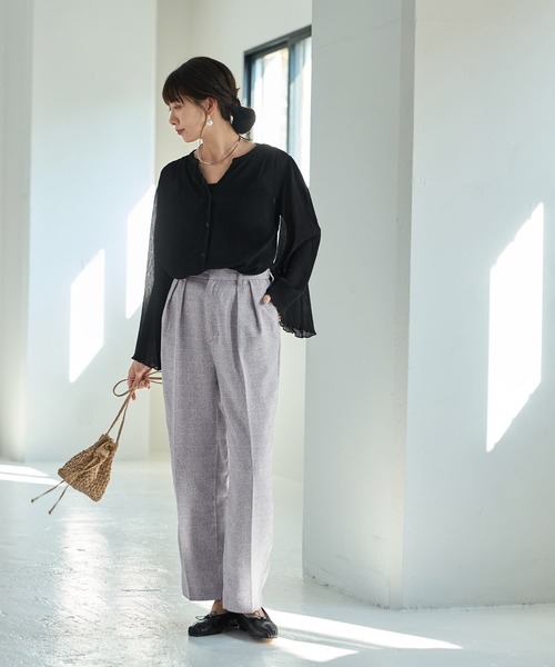 STYLE DELI(スタイルデリ)の「ライトツイードワイドパンツ(スラックス・レディース・ピンク系その他/グレー系その他・M/S)」の3枚目の写真