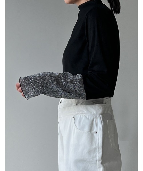 Re:EDIT（リエディ）の「[2024SS PRE ORDER]プチハイネックラメスリーブシアートップス（その他トップス・レディース・ホワイト系その他/ブラック系その他/ブラウン系その他/ブルー系その他・MEDIUM/LARGE）」の7枚目の写真