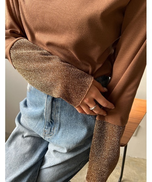 Re:EDIT（リエディ）の「[2024SS PRE ORDER]プチハイネックラメスリーブシアートップス（その他トップス・レディース・ホワイト系その他/ブラック系その他/ブラウン系その他/ブルー系その他・MEDIUM/LARGE）」の16枚目の写真