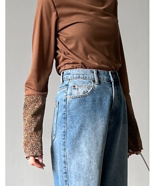 Re:EDIT（リエディ）の「[2024SS PRE ORDER]プチハイネックラメスリーブシアートップス（その他トップス・レディース・ホワイト系その他/ブラック系その他/ブラウン系その他/ブルー系その他・MEDIUM/LARGE）」の18枚目の写真