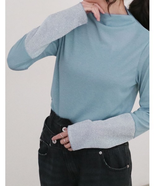 Re:EDIT（リエディ）の「[2024SS PRE ORDER]プチハイネックラメスリーブシアートップス（その他トップス・レディース・ホワイト系その他/ブラック系その他/ブラウン系その他/ブルー系その他・MEDIUM/LARGE）」の20枚目の写真