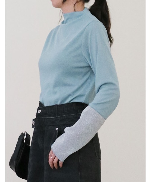 Re:EDIT（リエディ）の「[2024SS PRE ORDER]プチハイネックラメスリーブシアートップス（その他トップス・レディース・ホワイト系その他/ブラック系その他/ブラウン系その他/ブルー系その他・MEDIUM/LARGE）」の21枚目の写真