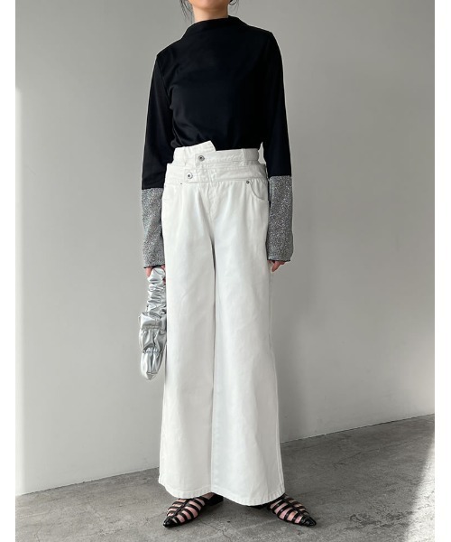 Re:EDIT（リエディ）の「[2024SS PRE ORDER]プチハイネックラメスリーブシアートップス（その他トップス・レディース・ホワイト系その他/ブラック系その他/ブラウン系その他/ブルー系その他・MEDIUM/LARGE）」の5枚目の写真