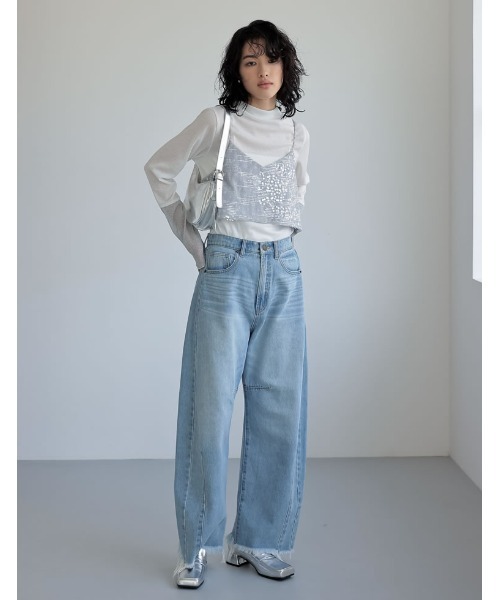 Re:EDIT（リエディ）の「[2024SS PRE ORDER]プチハイネックラメスリーブシアートップス（その他トップス・レディース・ホワイト系その他/ブラック系その他/ブラウン系その他/ブルー系その他・MEDIUM/LARGE）」の9枚目の写真