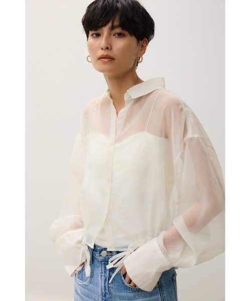 crie conforto(クリーコンフォルト)の「サイドシャーリングシアーシャツ(シャツ/ブラウス・レディース・ブラック/ブラウン/オフホワイト・FREE)」の11枚目の写真