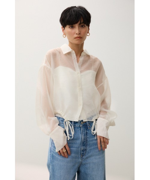 crie conforto(クリーコンフォルト)の「サイドシャーリングシアーシャツ(シャツ/ブラウス・レディース・ブラック/ブラウン/オフホワイト・FREE)」の12枚目の写真