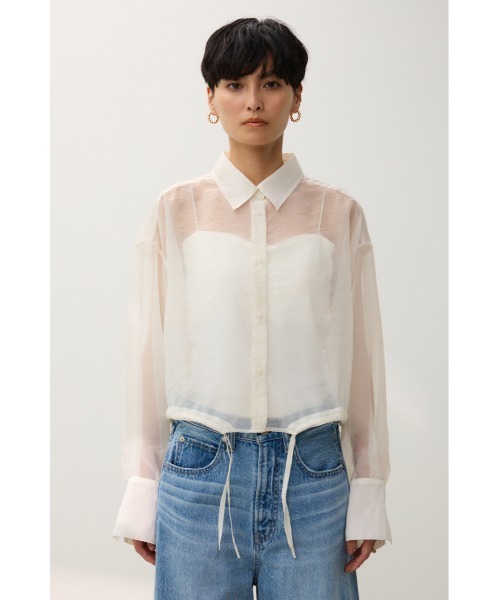 crie conforto(クリーコンフォルト)の「サイドシャーリングシアーシャツ(シャツ/ブラウス・レディース・ブラック/ブラウン/オフホワイト・FREE)」の14枚目の写真