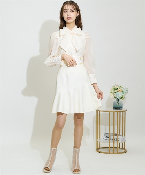 SWINGLE（スウィングル）の「★【日本製】金ボタンペプラムミニスカート（スカート・レディース・ブラック/アイボリー/ダークブルー・MEDIUM/SMALL）」の16枚目の写真