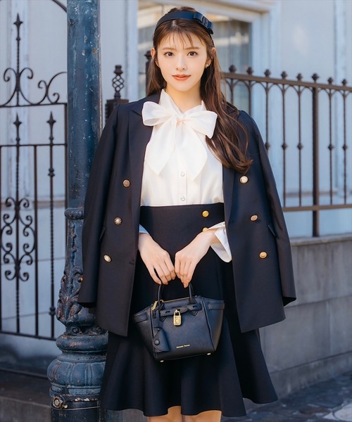 SWINGLE（スウィングル）の「★【日本製】金ボタンペプラムミニスカート（スカート・レディース・ブラック/アイボリー/ダークブルー・MEDIUM/SMALL）」の14枚目の写真