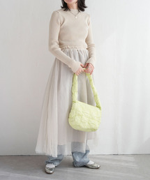 ニットチュールドッキングワンピース