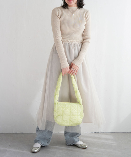 VENCEEXCHANGE（ヴァンスエクスチェンジ）の「ニットチュールドッキングワンピース（ワンピース・レディース・ブラック/グレー/オフホワイト・M）」の11枚目の写真