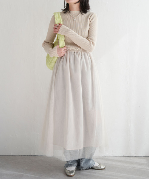 VENCEEXCHANGE（ヴァンスエクスチェンジ）の「ニットチュールドッキングワンピース（ワンピース・レディース・ブラック/グレー/オフホワイト・M）」の18枚目の写真