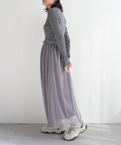 VENCEEXCHANGE（ヴァンスエクスチェンジ）の「ニットチュールドッキングワンピース（ワンピース・レディース・ブラック/グレー/オフホワイト・M）」の21枚目の写真