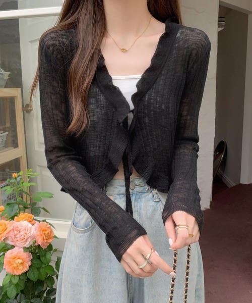 Twinkle;pm(トゥインクルピーエム)の「フリルシアーショートカーディガン(カーディガン/ボレロ・レディース・ホワイト/アイボリー/ライトグリーン/ブラック・FREE)」の18枚目の写真