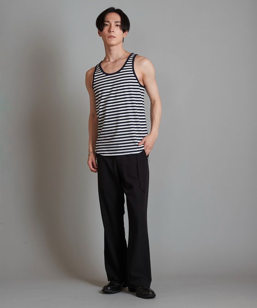 NO ID.（ノーアイディ）の「【NO ID.】Round Border Tank Top / ラウンド ボーダー タンク トップ（タンクトップ・メンズ・ブラック/ネイビー/グレー・2/1）」の15枚目の写真