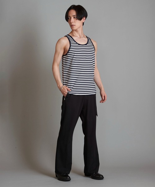 NO ID.（ノーアイディ）の「【NO ID.】Round Border Tank Top / ラウンド ボーダー タンク トップ（タンクトップ・メンズ・ブラック/ネイビー/グレー・2/1）」の18枚目の写真