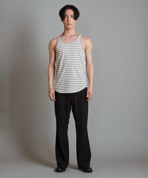NO ID.（ノーアイディ）の「【NO ID.】Round Border Tank Top / ラウンド ボーダー タンク トップ（タンクトップ・メンズ・ブラック/ネイビー/グレー・2/1）」の19枚目の写真
