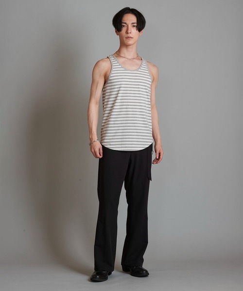NO ID.（ノーアイディ）の「【NO ID.】Round Border Tank Top / ラウンド ボーダー タンク トップ（タンクトップ・メンズ・ブラック/ネイビー/グレー・2/1）」の20枚目の写真