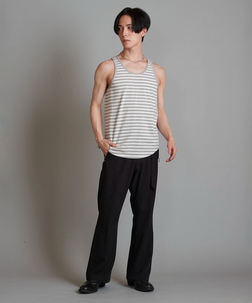 NO ID.（ノーアイディ）の「【NO ID.】Round Border Tank Top / ラウンド ボーダー タンク トップ（タンクトップ・メンズ・ブラック/ネイビー/グレー・2/1）」の10枚目の写真